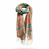 Awara Shawl - Coral Dusk & Aqua Sand