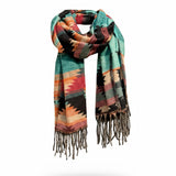 Awara Shawl - Teal Canyon & Ember Black