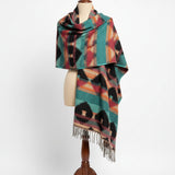 Awara Shawl - Teal Canyon & Ember Black