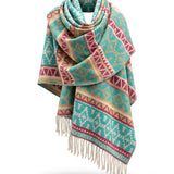 Awara Shawl - Icefall Blue & Polar Maroon