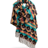Awara Shawl - Teal Canyon & Ember Black