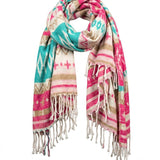 Awara Shawl - Wild Rose & Alpine Green