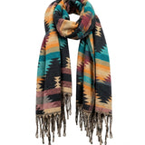 Awara Shawl - Teal Canyon & Ember Black