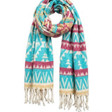 Awara Shawl - Icefall Blue & Polar Maroon