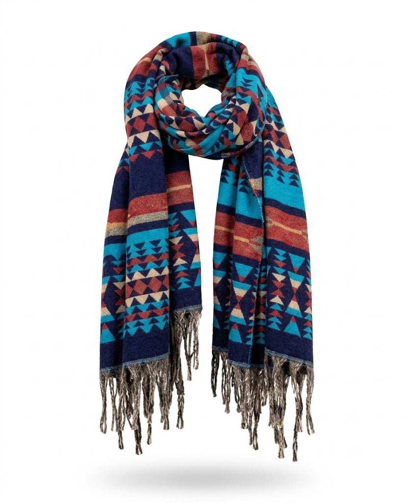 Awara Shawl - Midnight Ridge & Terracotta Sky