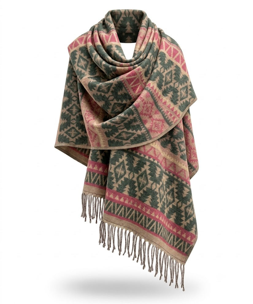 Awara Shawl – Camel Dune & Rosewood Grove
