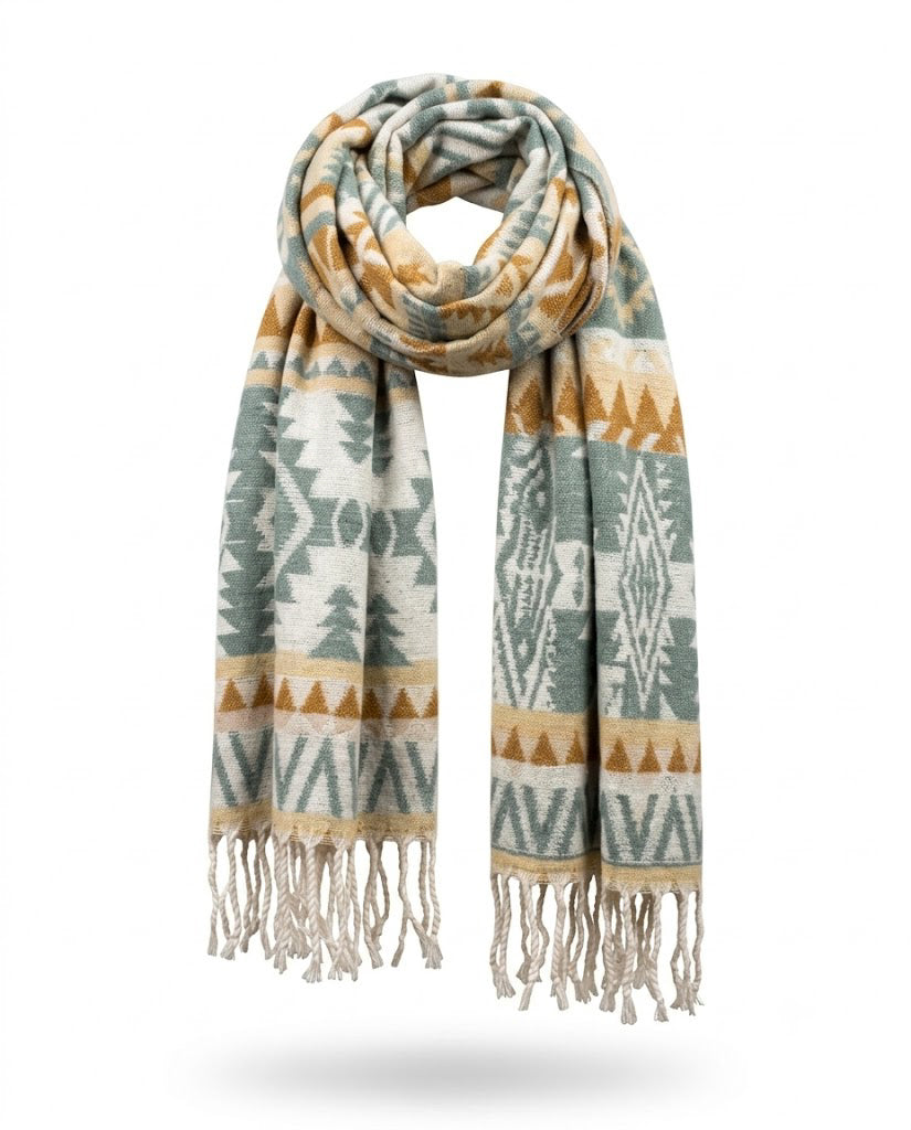 Awara Shawl - Moss Trail & Golden Clay