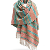 Awara Shawl - Coral Dusk & Aqua Sand