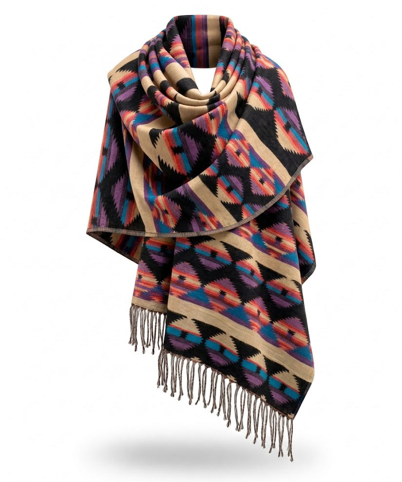 Awara Shawl - Dusk Canyon & Turquoise Night