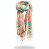 Awara Shawl - Coral Dusk & Aqua Sand