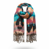 Awara Shawl - Teal Canyon & Ember Black