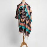 Awara Shawl - Teal Canyon & Ember Black