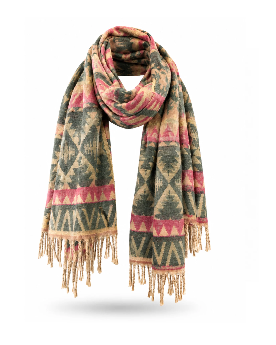 Awara Shawl – Camel Dune & Rosewood Grove