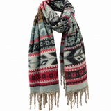 Awara Shawl - Highland Sage & Raspberry Arrow
